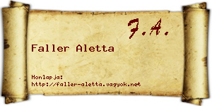Faller Aletta névjegykártya